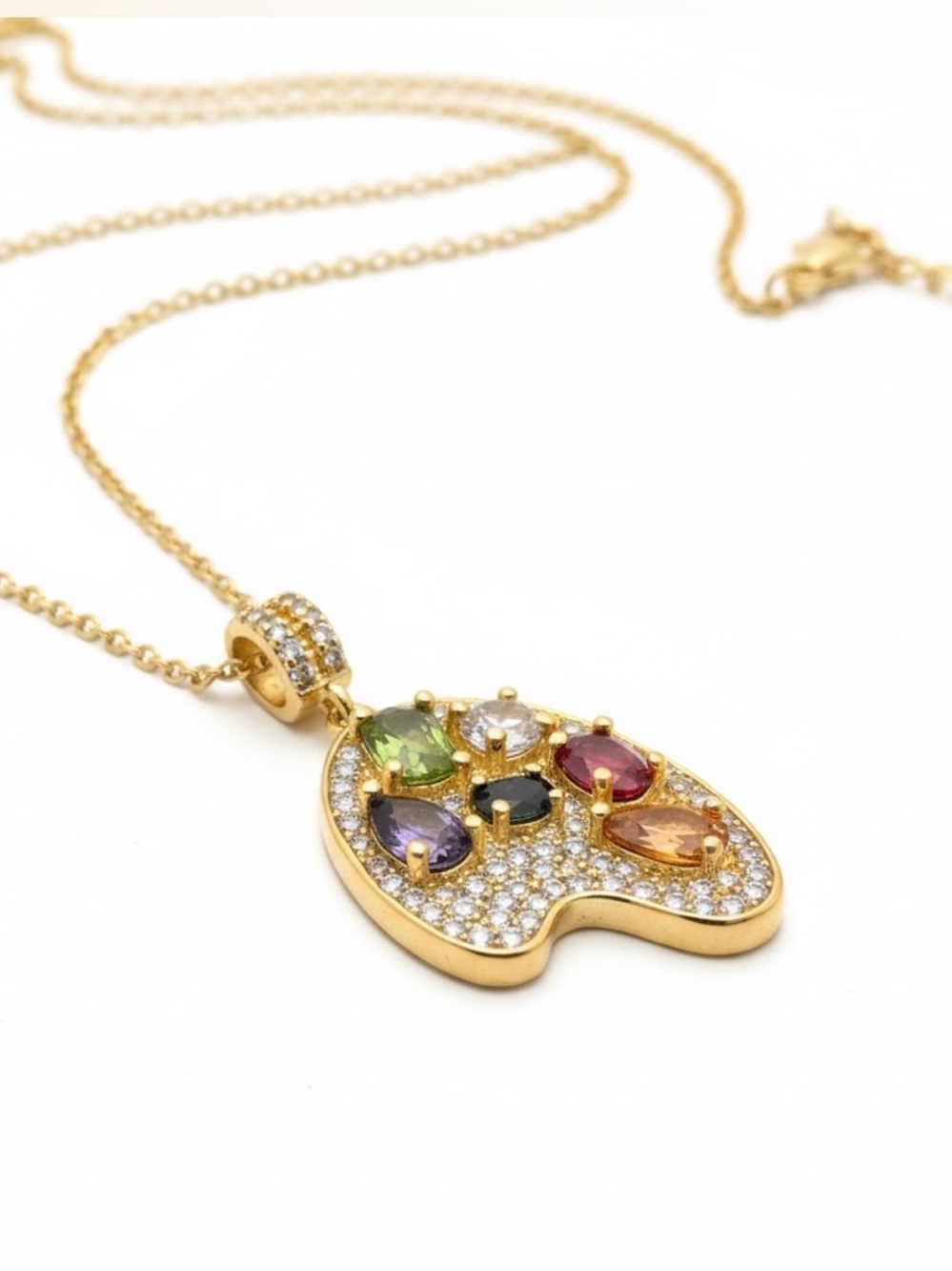 GOLD PALETTE COLORFUL PENDANT NECKLACE